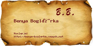 Benya Boglárka névjegykártya